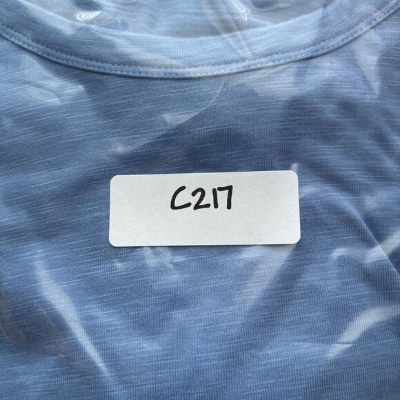 Soft Surroundings Women Stepped Hem Scoop Neck Top Light Blue Medium C217 - Picture 9 of 9